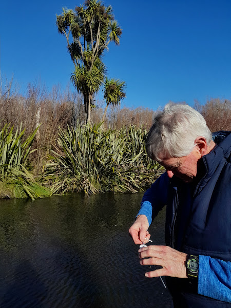 Prof. Jon Harding collecting the water samples for the project.