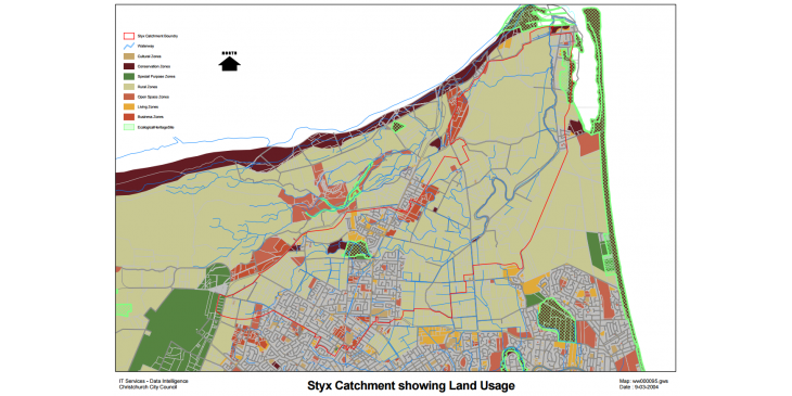 Styx Catchment showing land usage